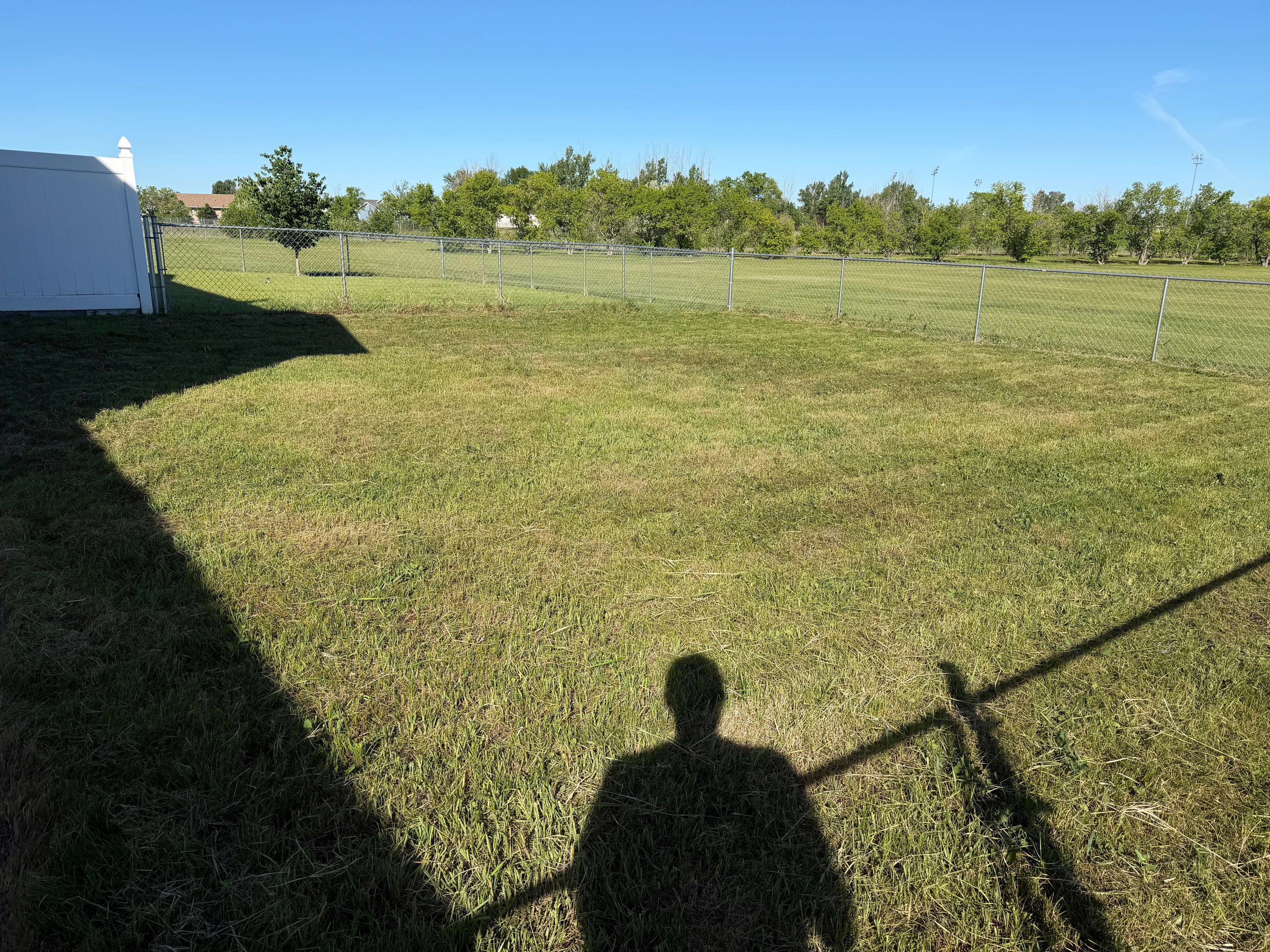 After backyard mowing cleanup